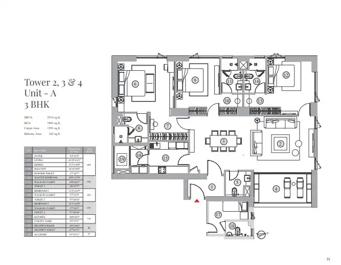 Unit A 3BHK